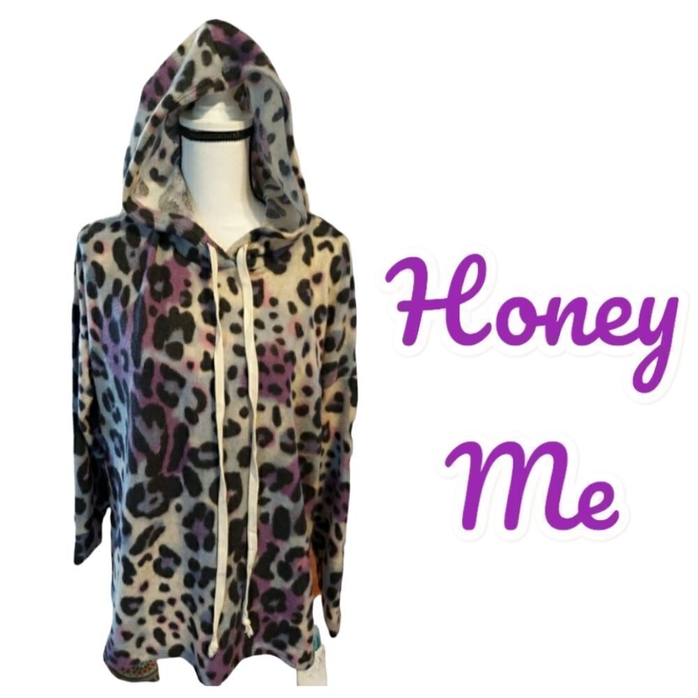 Honeyme hooded sweatshirt Animal print womens Size medium